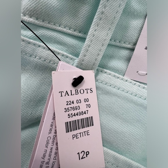 NWT‎ Talbots STRAIGHT LEG CROP JEANS - Size 12 Light Green - Picture 7 of 13